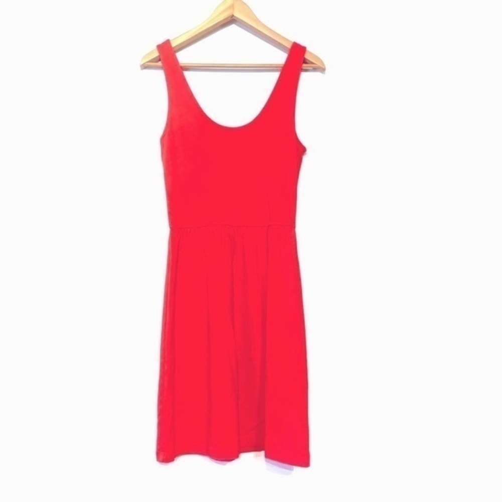 J.Crew Factory Button-Back Skater Dress Poppy Red 90s 80s jumper dress size XS